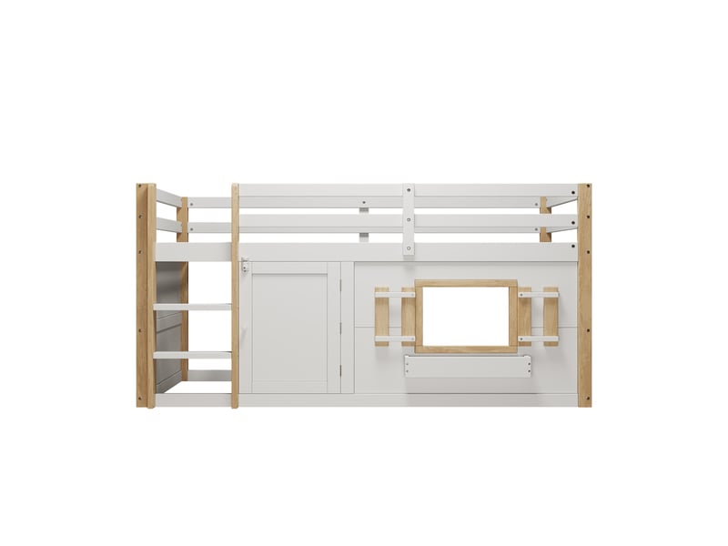  Lit enfant, lit superposé (90 x 200 cm), lit mezzanine, lit enfant multifonctionnel avec échelle, possibilité d'aménager un espace de jeu en dessous, sans matelas, blanc  - Conforama E