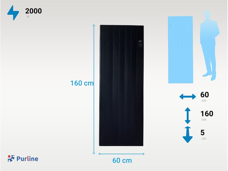  Radiateur thermique design vertical 2000w avec contrôle wifi CENIT B2000 - Conforama D