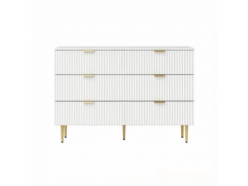  Commode de chambre - commode à 6 tiroirs, meuble de rangement moderne pour chambre à coucher, 120 x 40 x 76.5 cm, blanc  - Conforama B