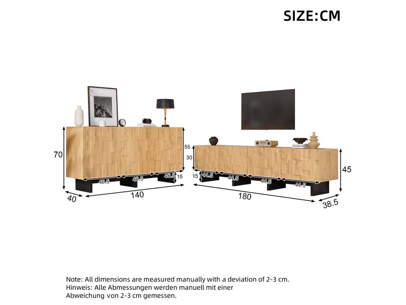  Ensemble meuble tv 180 cm et buffet de rangement evryae  - Conforama E