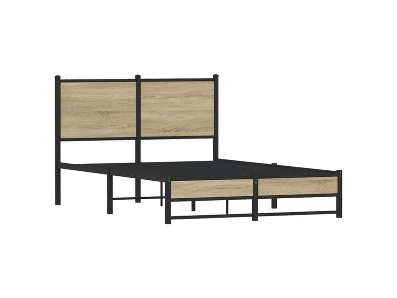  Lit double- lit adulte -  cadre de lit en métal sans matelas chêne sonoma 120x190 cm  - Conforama B