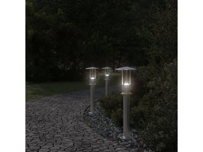  Lampadaire d'extérieur argenté 60 cm acier inoxydable argent 02_0042518  - Conforama C