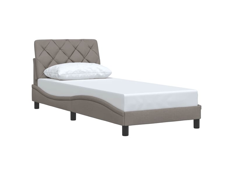 Lit adulte ; lit simple ; cadre de lit  taupe 90x200 cm tissu  - Conforama D