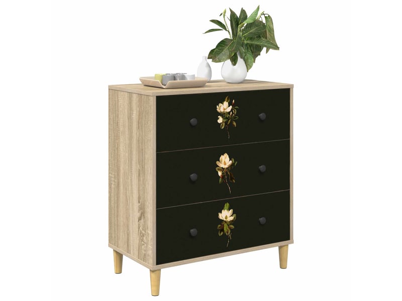  Commode chambre, meuble de rangement bremen impression de magnolia 66x36,5x75 cm sonoma  - Conforama C