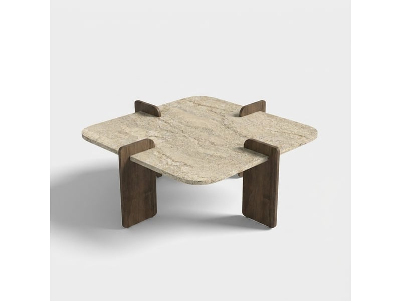 Table basse carrée moderne en mélaminé poalla - beige  - Conforama A