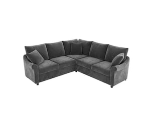 Canapé d'angle 5 places en tissu chenille gris, 217x217x83 cm