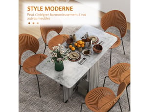 Table de cuisine pliable table à manger pliante 2 plateaux rabattables gris - avec 2 tiroirs 1 placard et 1 étagère de rangement 120 x 60 x 76,5 cm