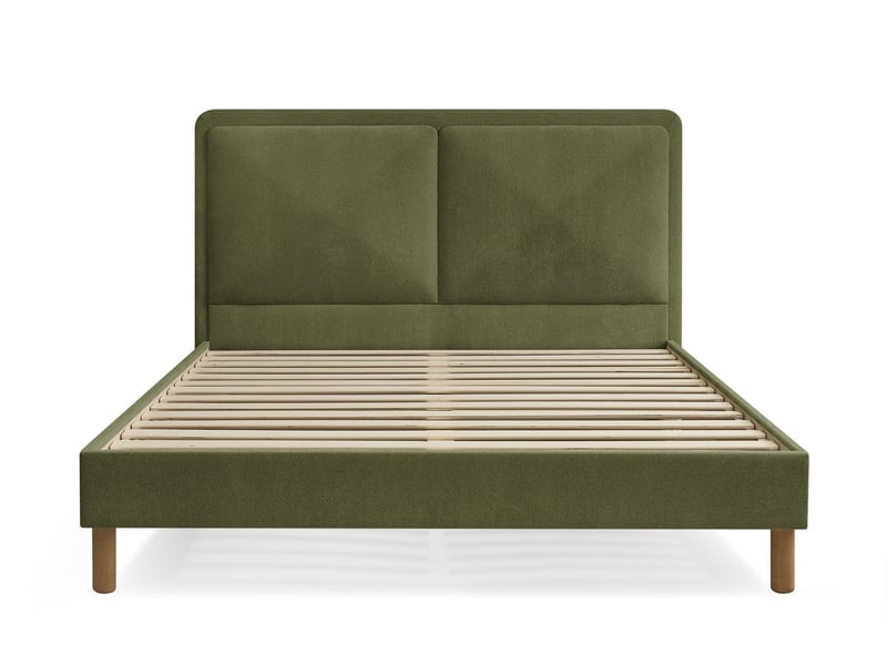  Bobochic lit mara tissu texturé avec lattes massives vert 160x200 MARA - Conforama A