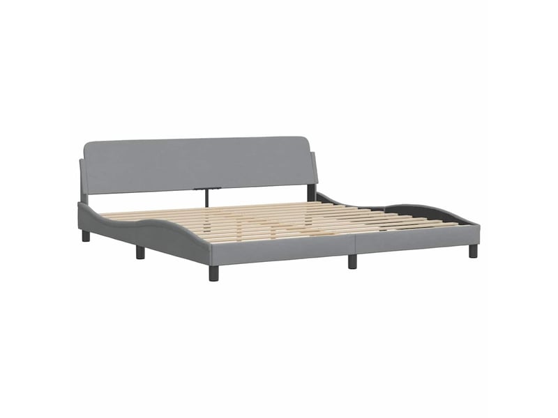  Lit double- lit adulte -  cadre de lit sans matelas hanko gris clair 200x200 cm tissu  - Conforama D