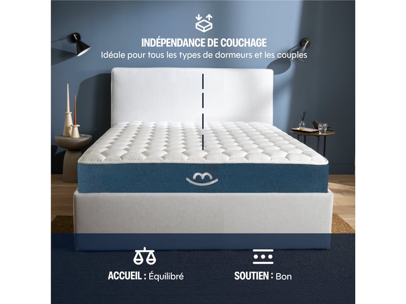  Matelas hybride mila - 70x190x22cm - mousse avec ressorts ensachés - mi-ferme Mila - Conforama D