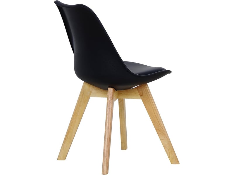  Lot de 4 chaises de salle à manger. Pied en bois. Assise en similicuir. Style nordique. Noir  - Conforama E