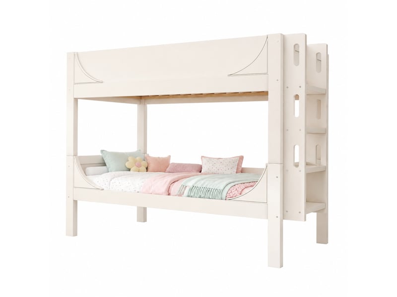  Lit superposé enfant séparable 90 x 200 cm blanc avec échelle modulable  - Conforama A