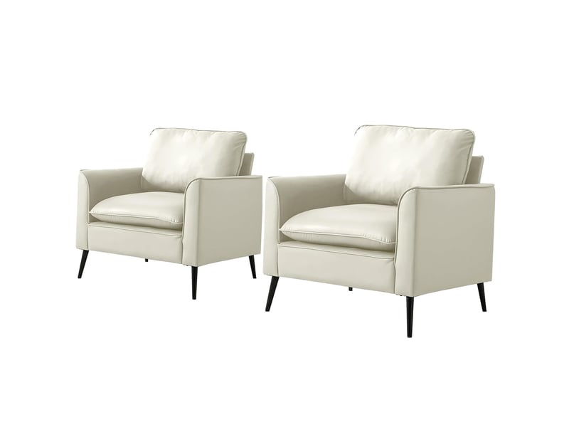 Fauteuil individuel blanc en similicuir - chaise lounge nordique moderne pour salon et chambre - Conforama A