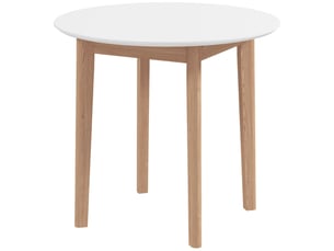 Table à manger ronde 2 personnes en pin massif blanc et naturel ø 75 x h 76 cm