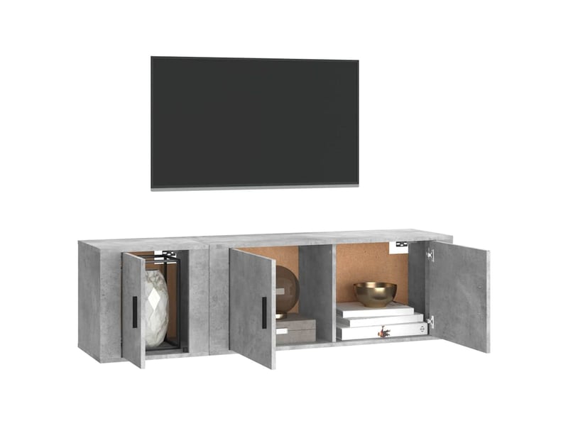  Ensemble de meubles tv 2 pcs gris béton bois d'ingénierie shl113  - Conforama C