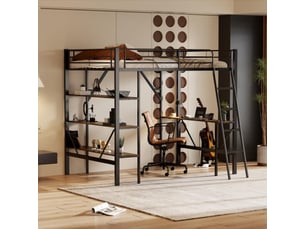 Lit mezzanine 90x200 cm <strong>MERAX</strong>  <strong>lit enfant noir</strong> coloris noir