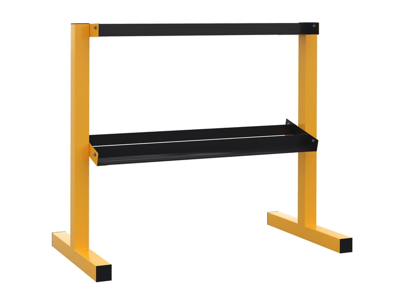  Support d'haltères 2 niveaux en acier jaune, charge totale 270 kg, rangement compact pour votre espace fitness  - Conforama A
