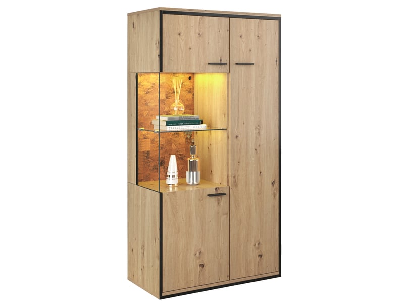  Vitrine moderne avec éclairage led - hauteur 150 cm - étagères multifonctionnelles,15 couleurs, bois  - Conforama A