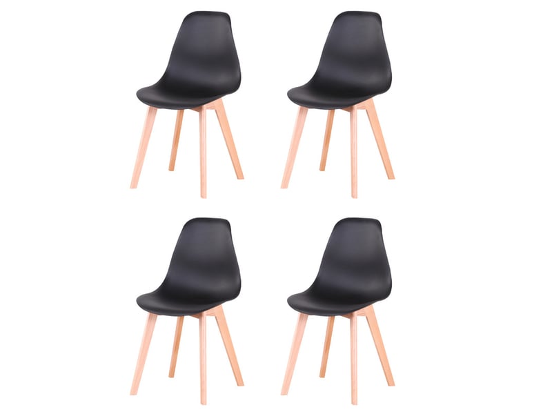 Lot de 4 chaises de salle à manger scandinaves - noir - pieds en hêtre, cuisine, salon  - Conforama A