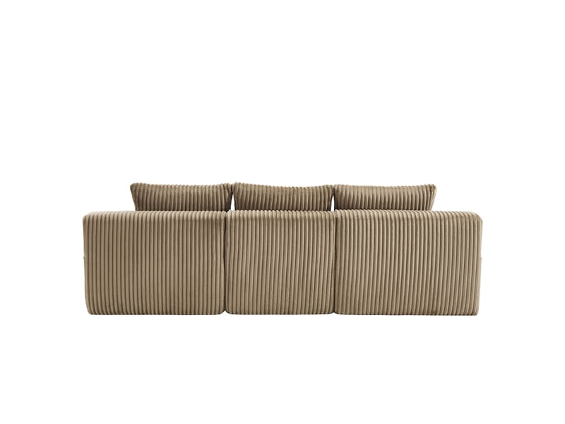 Canapé modulable avec méridienne 2 places velours côtelé 5 coussins poches latérales porte-gobelets diy - Conforama E