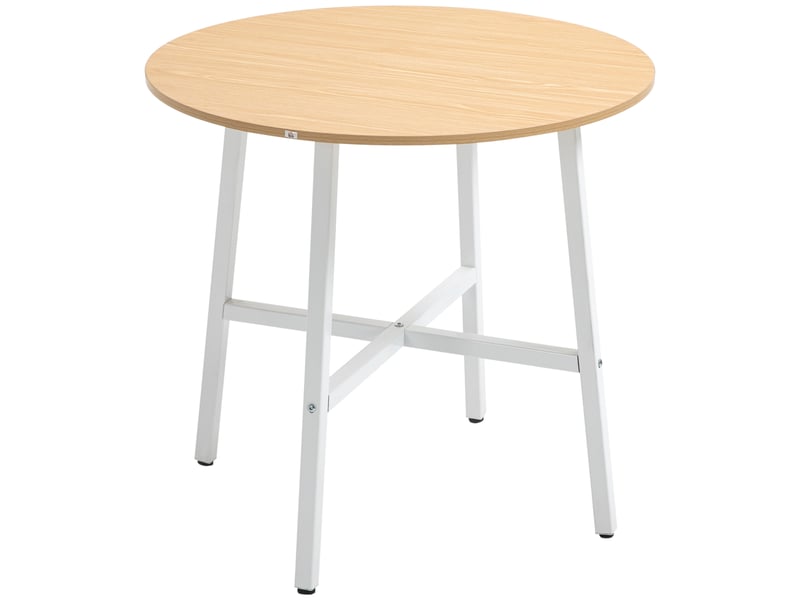 Table de salle à manger pour 4 personnes avec plateau rond en contreplaqué et pieds antidérapants, ø80×76 cm, bois naturel - Conforama A