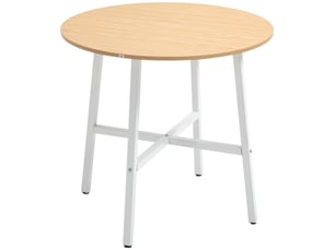 Table de salle à manger pour 4 personnes avec plateau rond en contreplaqué et pieds antidérapants, ø80×76 cm, bois naturel