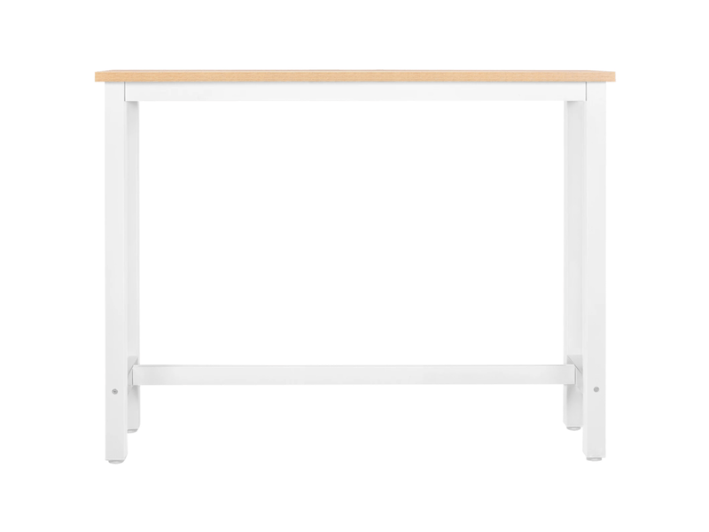  Table de bar multifonctionnelle 140x40x100 cm avec pieds réglables en mdf et métal blanc et chêne clair  - Conforama A