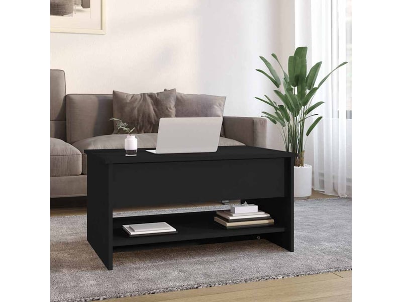  Table basse - table de salon - table à thé noir 80x50x40 cm bois d'ingénierie  - Conforama C