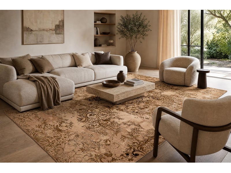  Tapis en laine omega nexus ornement brunes 200x300 cm  - Conforama D