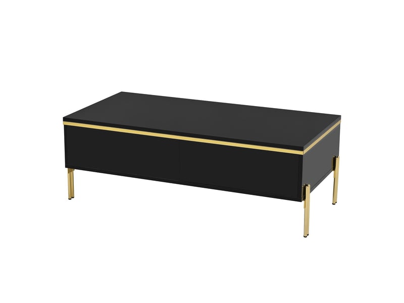  Meuble tv rangement généreux meuble de salon ensemble table basse assortie surface ultra brillante  - Conforama A