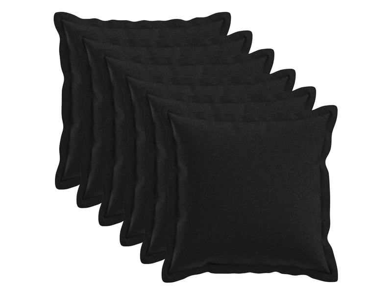  Lot de 6 coussins avec oreiller, coussins décoratifs houten noir lin synthétique cf51314  - Conforama B