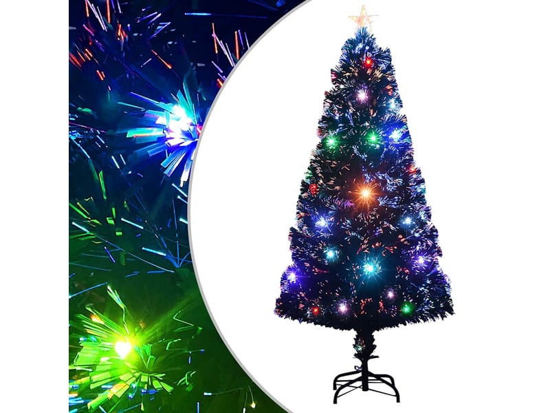  Arbre de noël, sapin de noël pré-éclairé avec support et led 120 cm fibre optique  - Conforama B