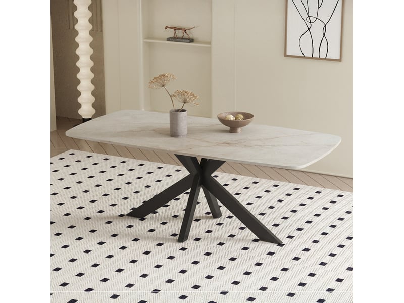 Apollo xl - table à manger en pierre frittée beige 180 cm APOLLO-180-BEI - Conforama B