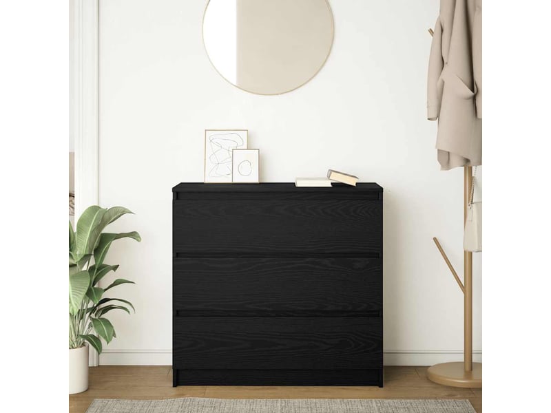  Buffet - bahut - meuble de rangement chêne noir 80x35x76 cm bois d'ingénierie  - Conforama C