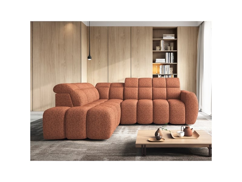  Canapé d'angle électrique ronda 4 places orange chiné – angle gauche  - Conforama E