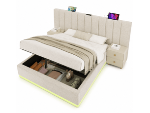 Ensemble matelas et sommier 180x200 cm Ressorts ensachés + mousse <strong>BEAOK</strong> soutien Medium épaisseur 20 cm