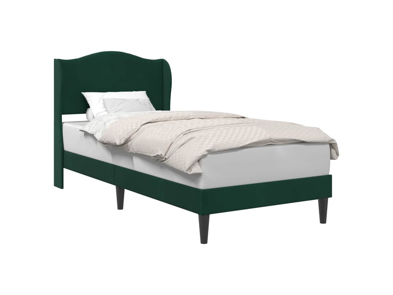  Lit simple- lit adulte -  cadre de lit avec tête de lit vert foncé 100 x 200 cm velours  - Conforama A