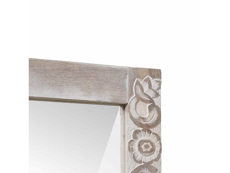 Miroir mural blanc 70 x 50 cm bois de mangue massif cf62830 - Conforama D