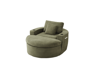 Fauteuil 1 places - 136x156x88 cm - fauteuil poire indépendant en velours côtelé avec ottoman, porte-gobelets - vert