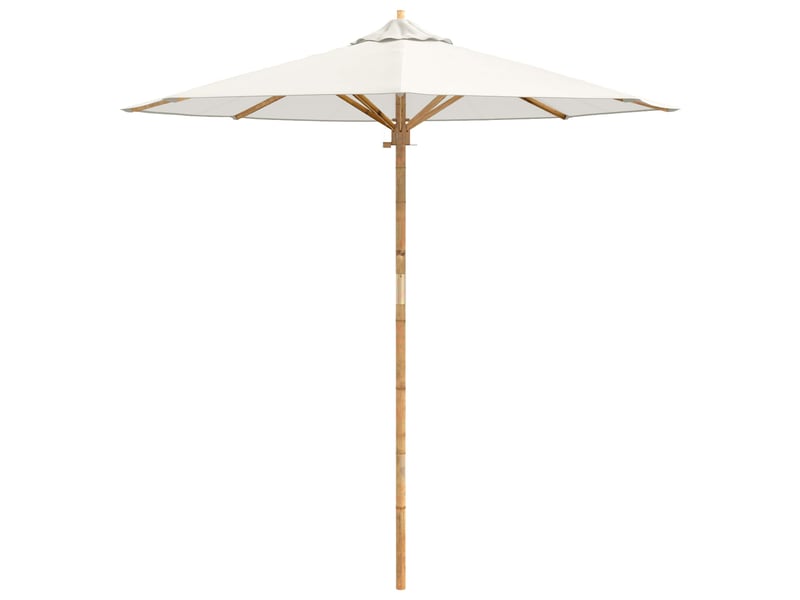 Parasol de jardin | parasol d'extérieur blanc crème ø 217 x 230 cm bambou - Conforama D