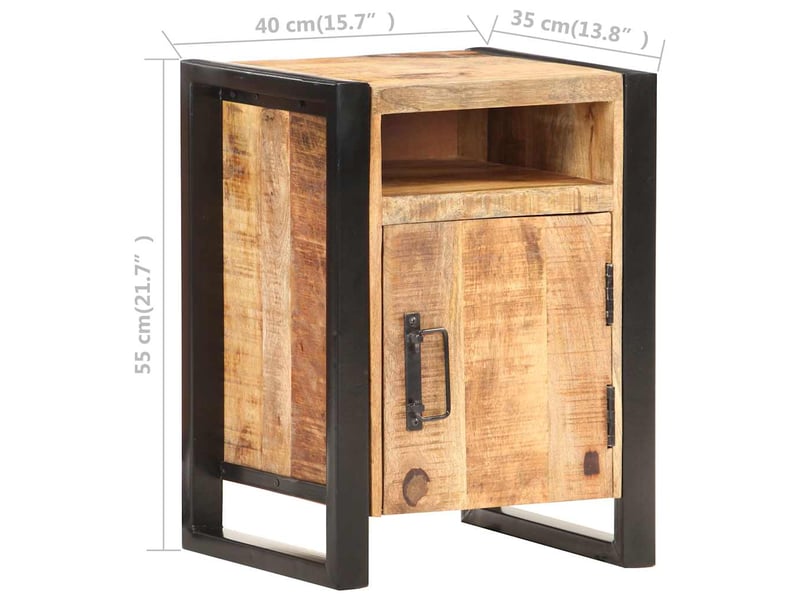  Table de chevet - cabinet de chevet - table de nuit 40x35x55 cm bois de manguier solide  - Conforama E