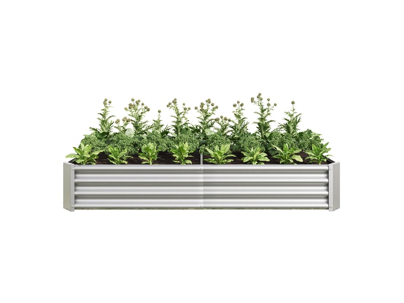 Bac surélevé de jardin en acier galvanisé argenté 180 x 90 x 30 cm, sans fond, pour potager et fleurs - Conforama A