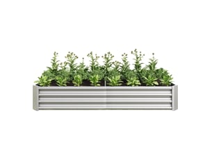 Bac surélevé de jardin en acier galvanisé argenté 180 x 90 x 30 cm, sans fond, pour potager et fleurs