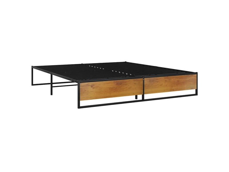  Lit double- lit adulte -  cadre de lit sans matelas noir métal 140x200 cm  - Conforama A