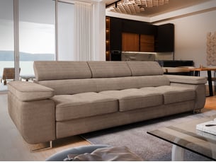 Canapé droit convertible <strong>MASSENO</strong> <strong></strong> 3 places Velours côtelé beige