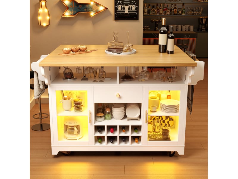  Desserte 120x80x95 cm plateaux rabattables mdf métal blanc  - Conforama D