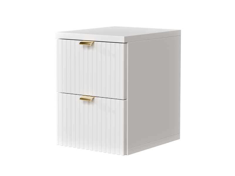 Table de chevet suspendue blanche – 25 cm, 2 tiroirs et façades cannelées - Conforama A