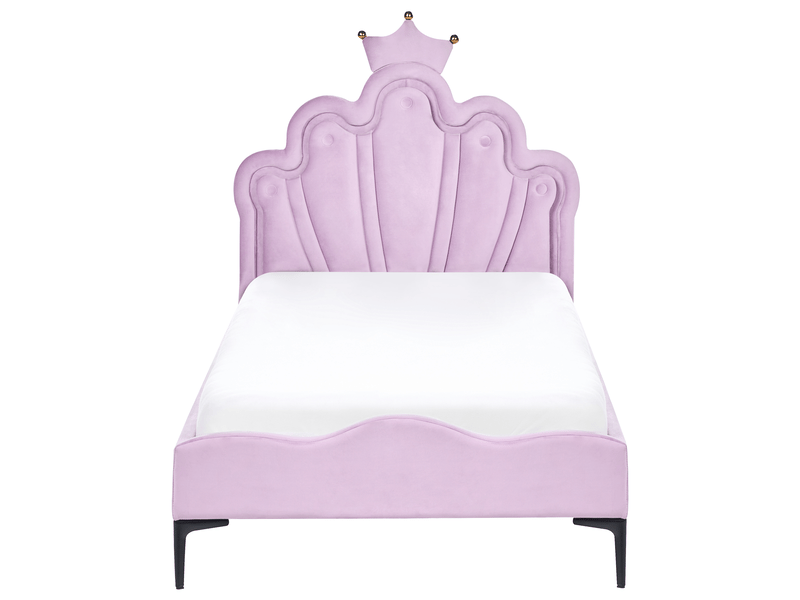 Lit d'enfant couronne velours rubian 90 x 200 cm avec des lumières leds violet  - Conforama E