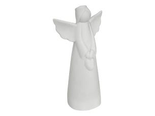 Ange de noël lumineux en céramique led blanc h. 20 cm