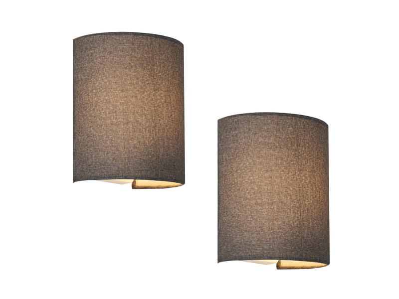  Lot de 2 lampes murales brüssel en forme demi-cercle e27 l'abat-jour en lin 20 x 18 x 13 cm gris 03_0008779  - Conforama A